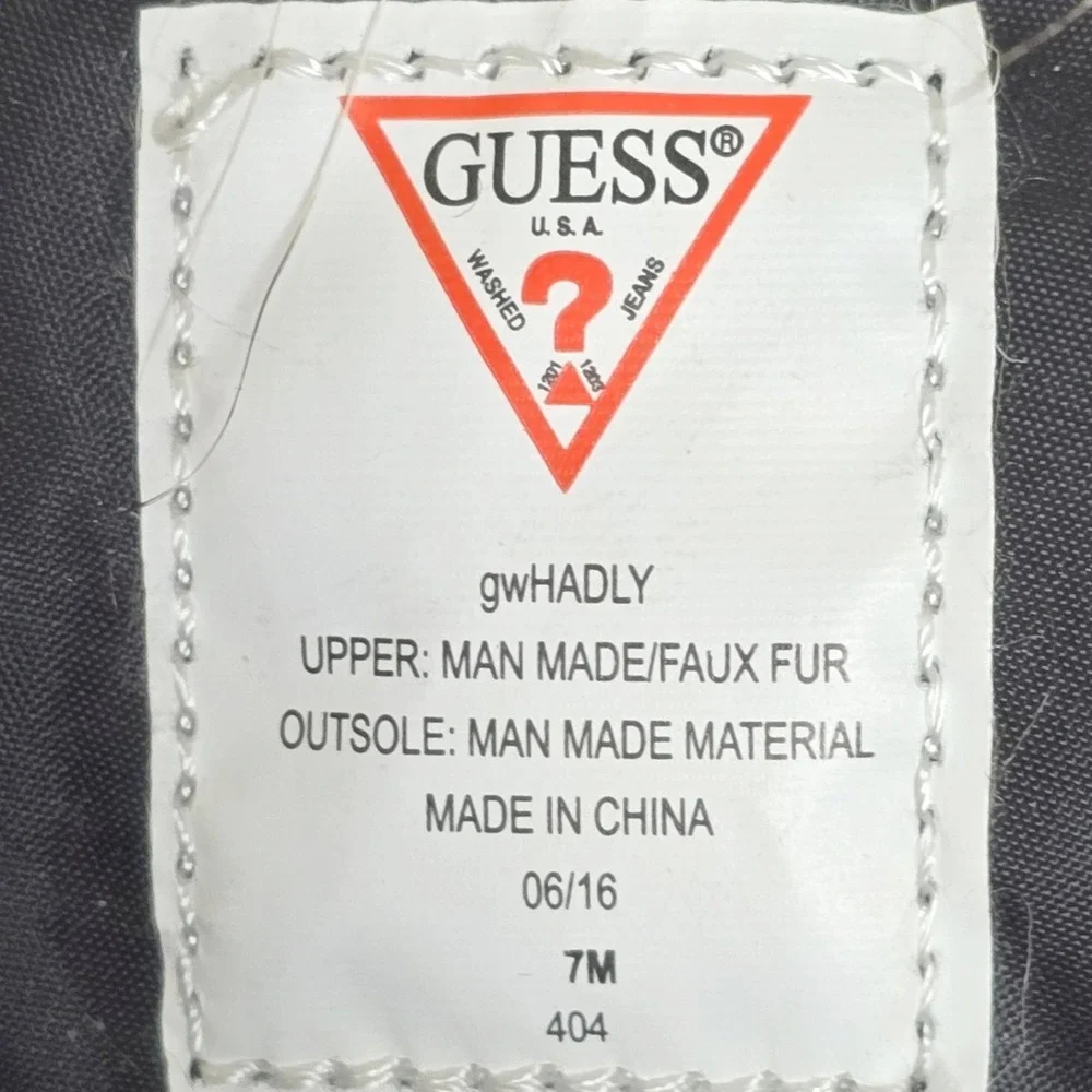 GUESS Hadly Womens Size 7M Tall Winter Boots Bronze Black Faux Fur Lace Up